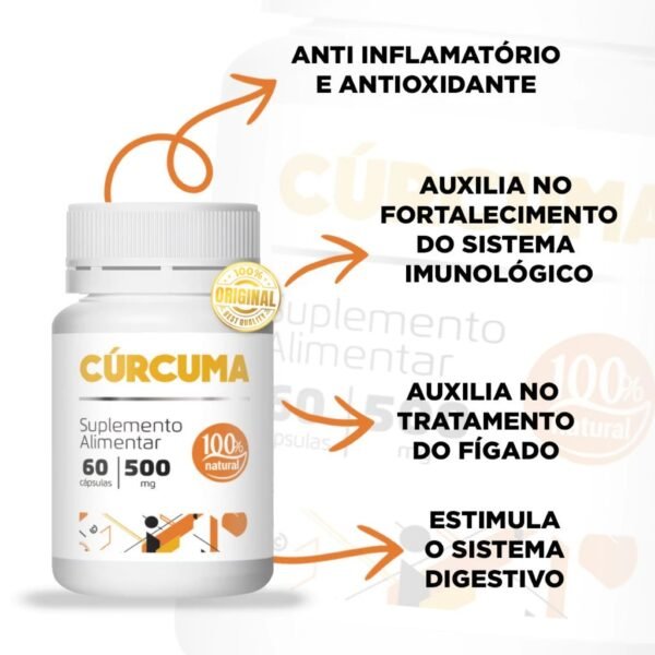 Cúrcuma Longa -Açafrão 60 Cápsulas 500mg - Imagem 3