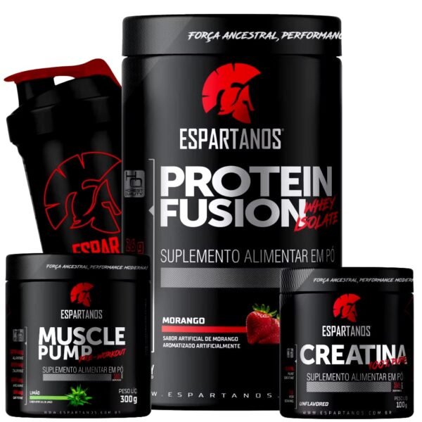 Kit Whey Protein Isolado Fusion + Pré-Treino Muscle Pump + Creatina Pura + Coqueteleira de Brinde - Imagem 3